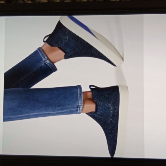 Rothys Metallic Lettice Stitch Chelsea Boot Ankle Nightfall Navy Womens 11 - Picture 1 of 9